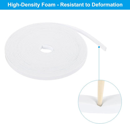 PATIKIL Weather Stripping Door Seal Strip, 3/8 Inch x 1/4 Inch x 32 Ft Self Adhesive Soundproof High Density Foam Tape Insulation for Door Window Air Conditioning, White - Colors A