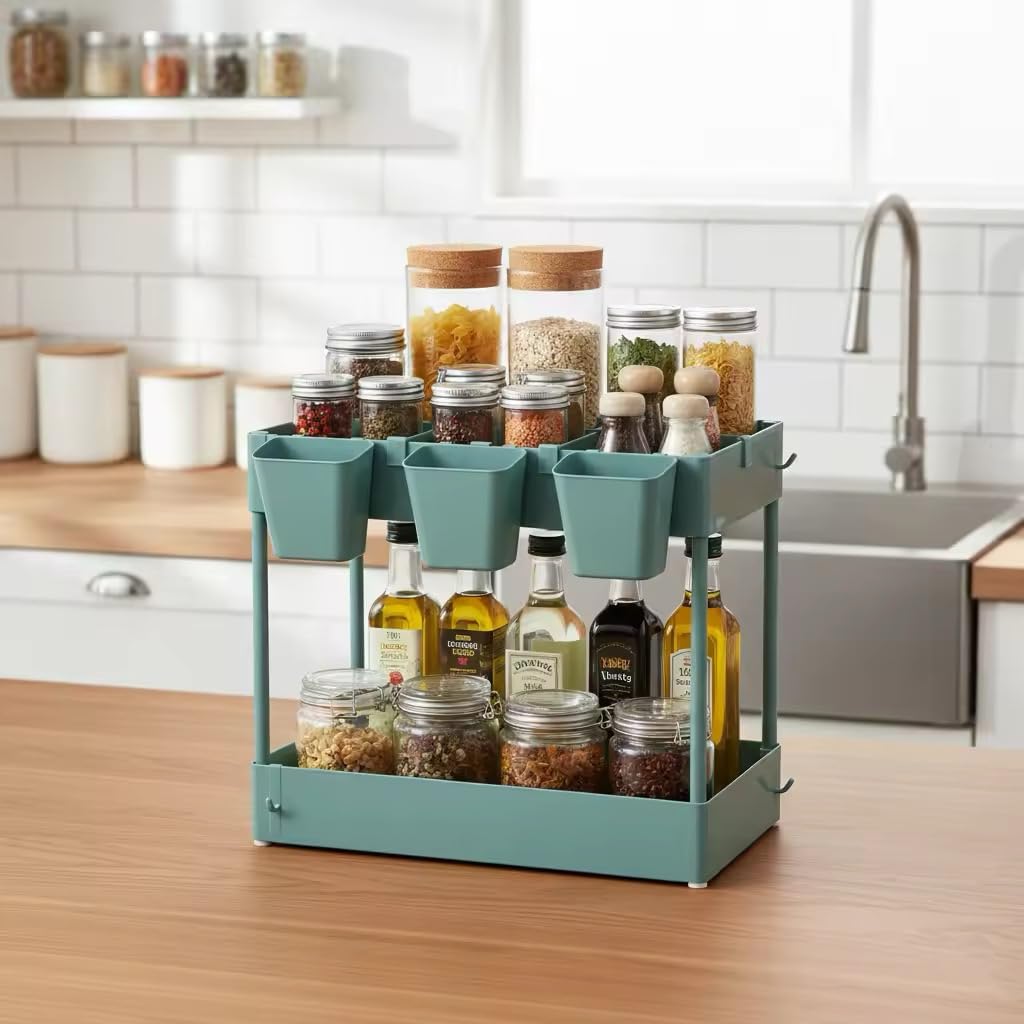 danpinera Storage Cart on Wheels, 3 Tier Slim Laundry with Wheels Bathroom Organizer with Hanging Cups Hooks Dividers Handle Mobile Rolling Art Cart for Bathroom Kitchen Narrow Places, White