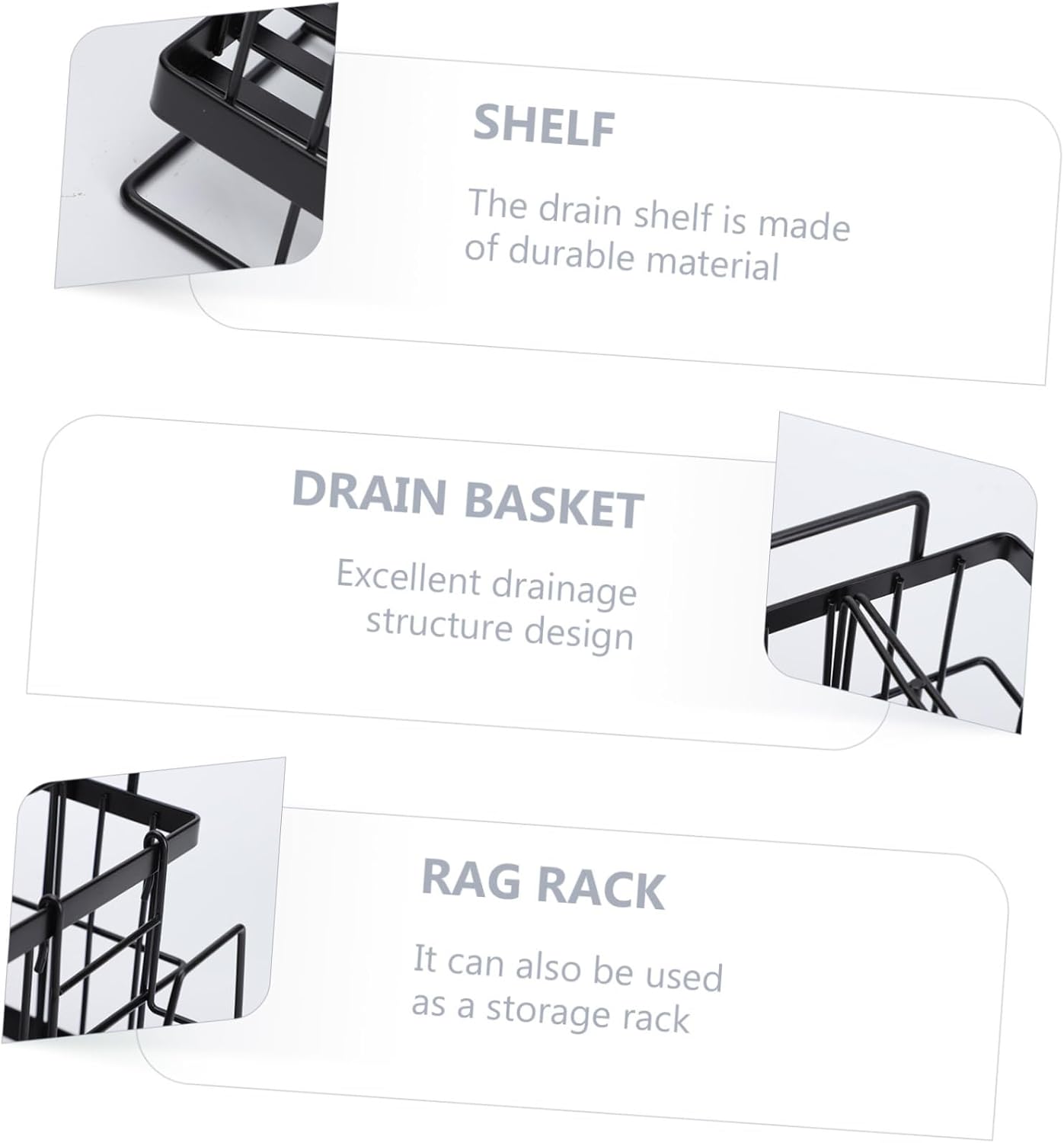Holibanna 1pc Stainless Steel Wall-mounted Organizer Rack for Kitchen Bathroom Adjustable Sink Drain Holder for Sponges Cloths and Cleaning Tools Easy to Install Space-saving Design