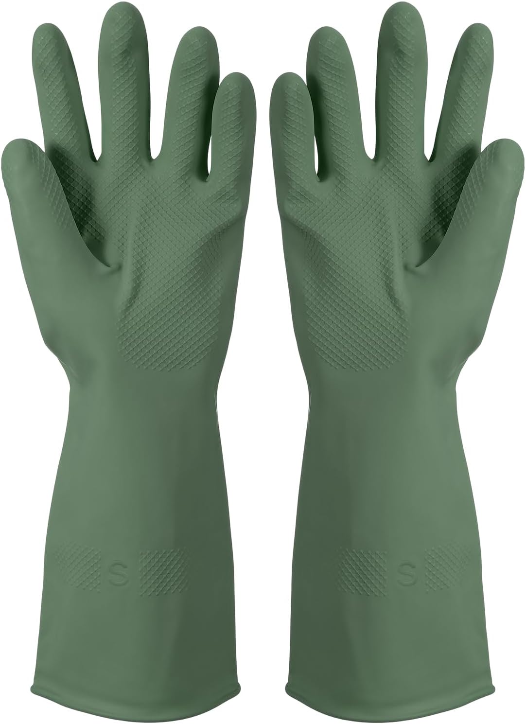 uxcell Rubber Cleaning Gloves, Reusable Household Dishwashing Long Rubber Gloves with Non-slip Grip