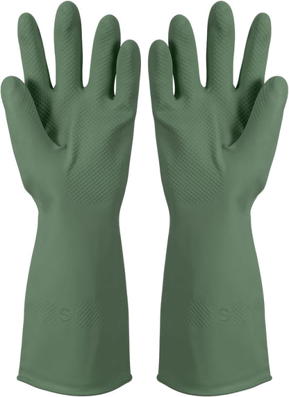 uxcell Rubber Cleaning Gloves, Reusable Household Dishwashing Long Rubber Gloves with Non-slip Grip