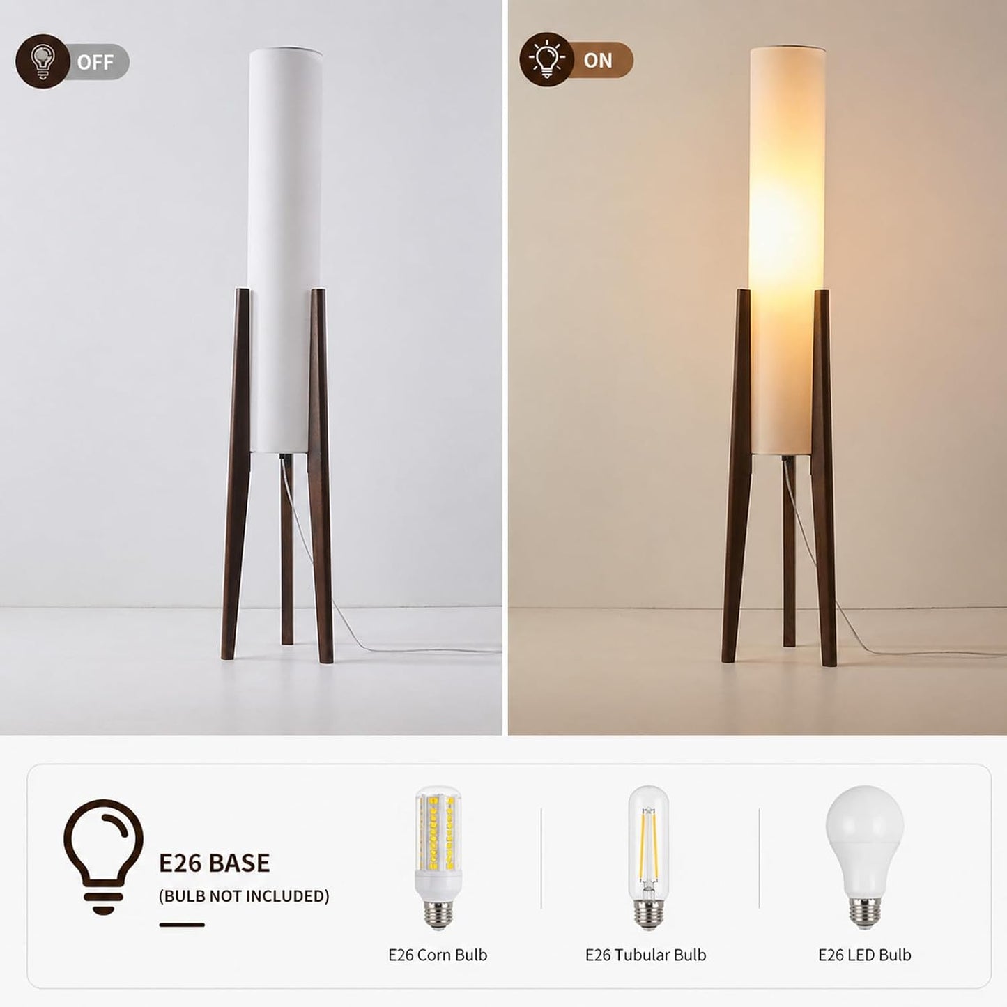 MIXL-Farmhouse Style Bamboo Floor Lamp,Large Wicker Indoor Floor Light,Boho Standing Light Plug in,Modern Minimalist Standing Lamp for Living Room Bedroom