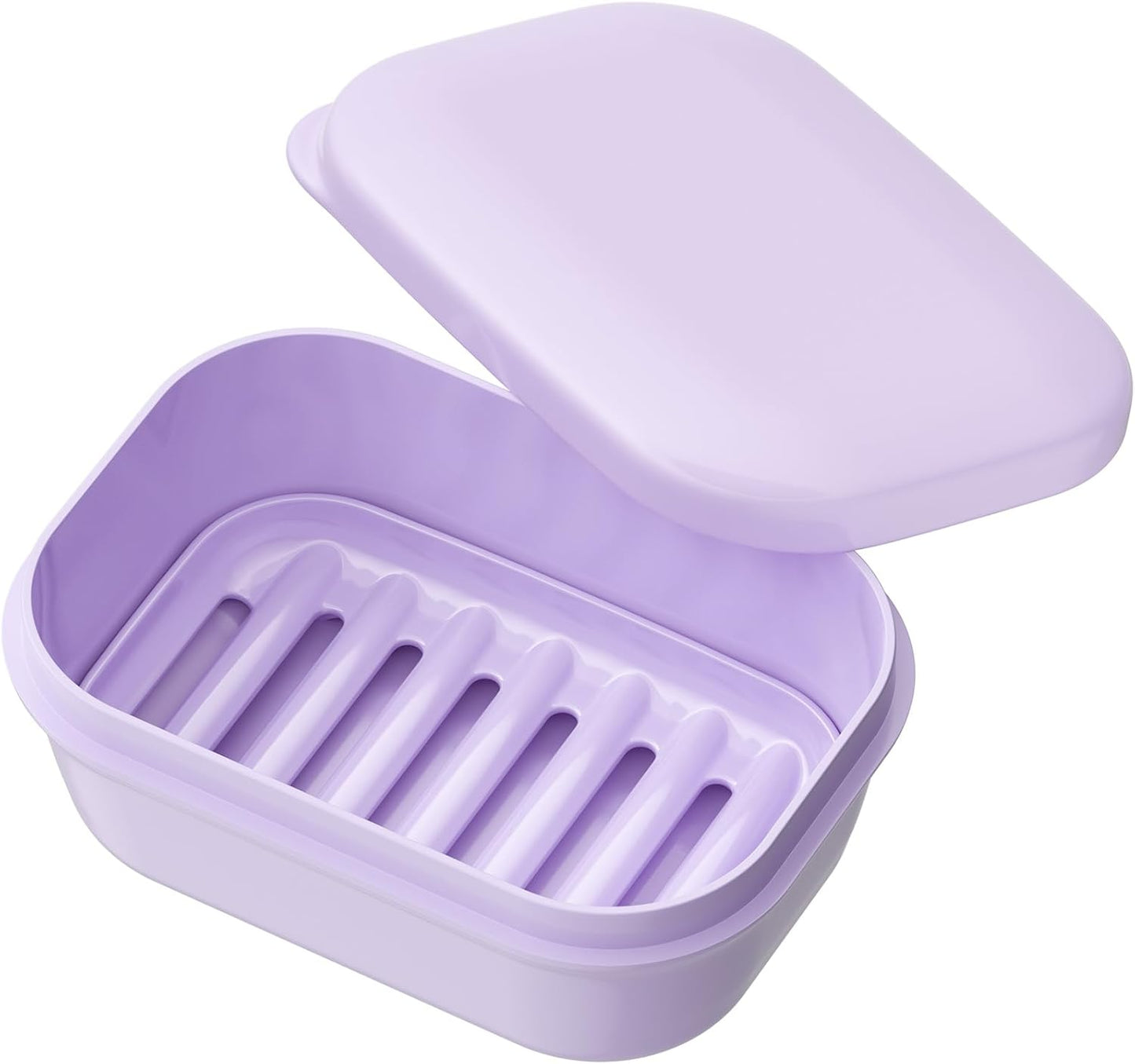 Quatish Leakproof Soap Dish with Lid & Draining Layer, Shatterproof Travel Bar Soap Holder Case Container, Portable Travel Size Toiletries Essentials for Camping, Gym, Bathroom, Black