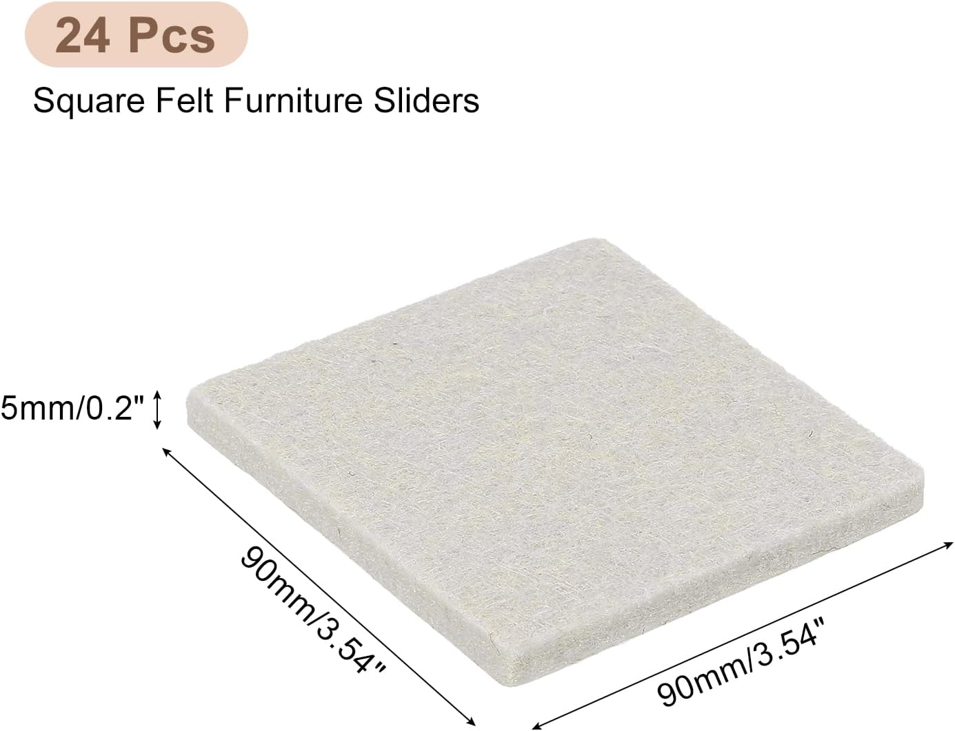 uxcell Furniture Pads, 24Pcs 1.5" - Square Self Adhesive Felt Furniture Pads, Floor Protectors for Furniture Feet Chairs Legs Hardwood Floors (Black)