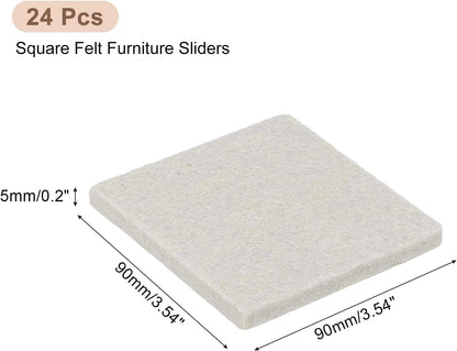 uxcell Furniture Pads, 24Pcs 1.5" - Square Self Adhesive Felt Furniture Pads, Floor Protectors for Furniture Feet Chairs Legs Hardwood Floors (Black)