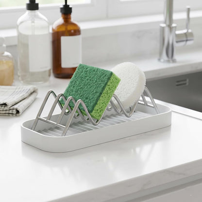 Shampoo Bar Holder for Shower, Self Draining Bar Soap Holder for Shower with Drain Tray, Stainless Steel Soap Dish Organizer for Bathroom Sink, Scrub and Sponge Holder for Kitchen Counter
