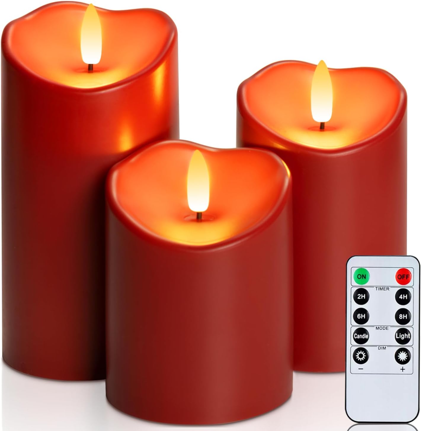 Homemory Black Flameless Candles, Halloween Candles Battery Operated with Remote and Timer, Flickering LED Pillar Candle for Theme Party, Holiday Decor, Set of 3