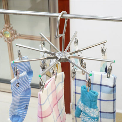 PRETYZOOM Foldable Drying Rack with 16 Clips, Portable Stainless Steel Octopus Hanging Dryer, Space-Saving Laundry Hanger for Underwear, Socks, Towels, Baby Clothes, Diapers