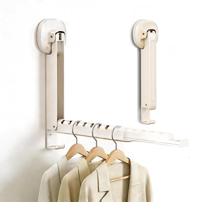 LETINE Suction Cup Wall-Mounted Foldable Drying Rack, Over The Door and Wall-Mounted Hanger for Laundry Room, Bathroom, Bedroom, Travel Storage & Drying in Small Spaces