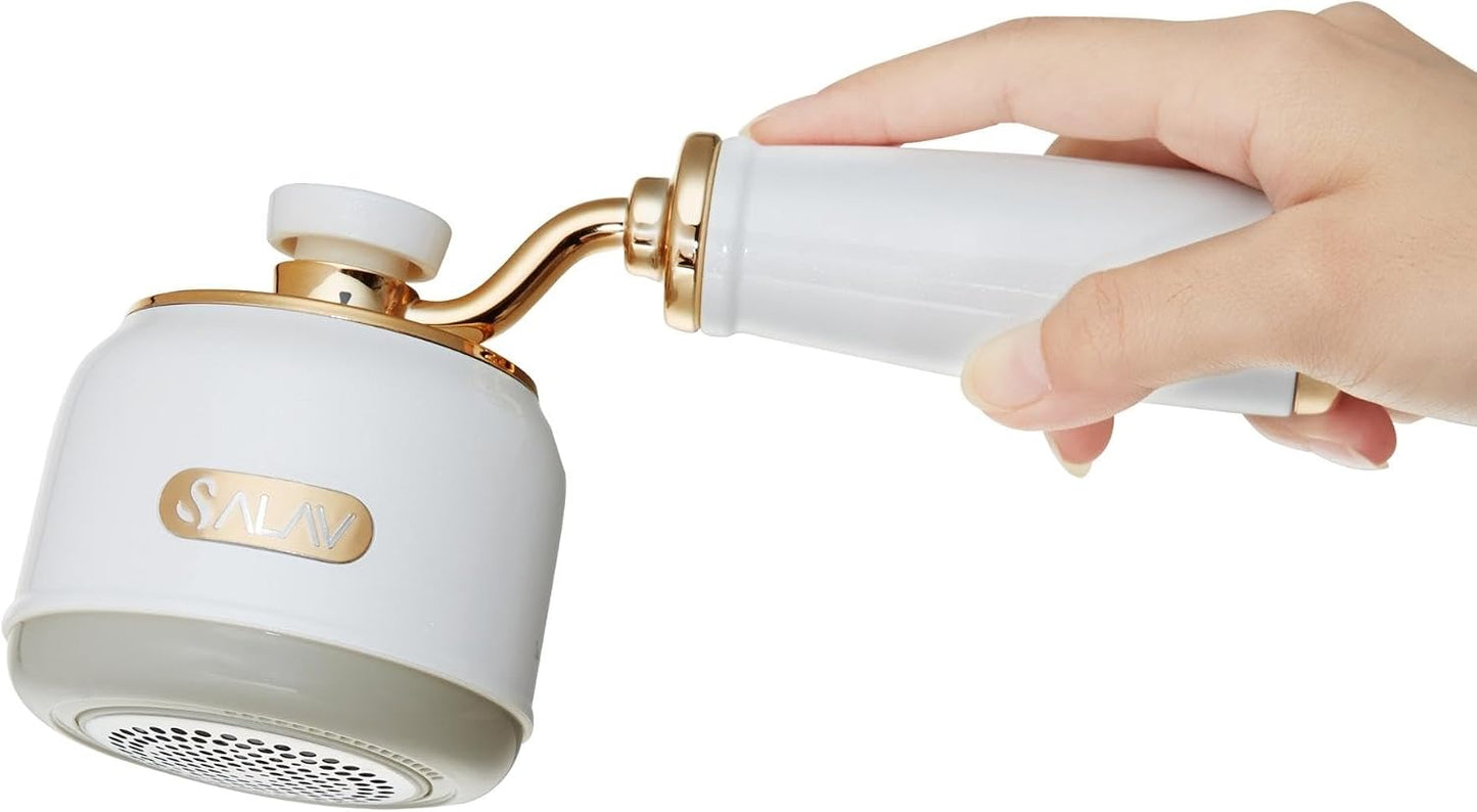 SALAV® Retro Edition 2-in-1 Rechargeable Fabric Shaver and Lint Roller, 6-Blade System, Removes Fuzz and Pilling on Fabrics, Includes Charging Cable (Rose)