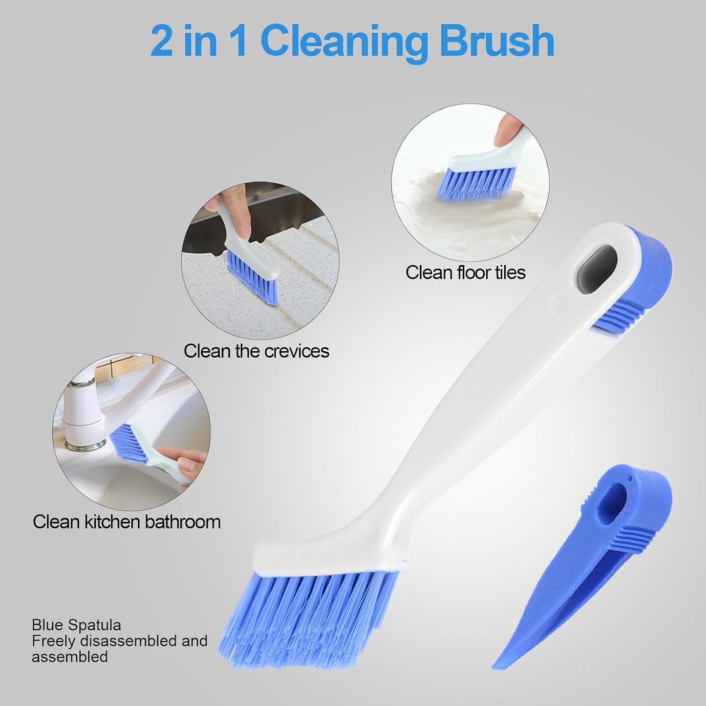 Asltw Small Scrub Brush Set, 6 pcs Cleaning Brush for Window Tracks, Grout, Corners and Crevices, Angled Bristles for Deep Cleaning, Multi Purpose Detail Brush for Kitchen and Bathroom (Silvery white)