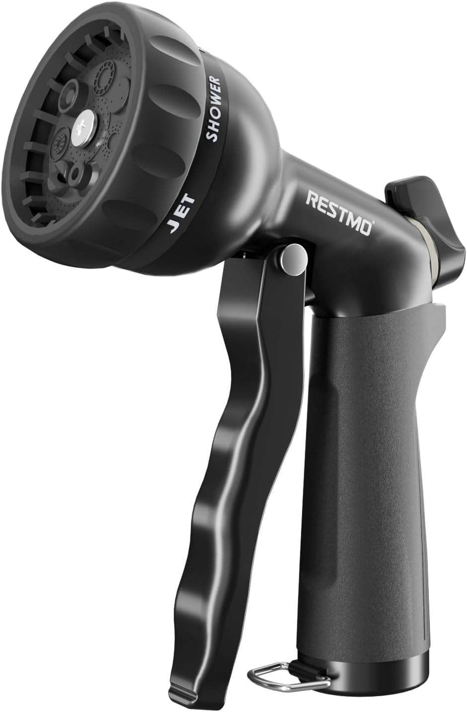 RESTMO Garden Hose Nozzle, Heavy Duty Metal Water Hose Nozzle with 7 Adjustable Spray Patterns, High Pressure Hand Sprayer with Flow Control for Watering Plants & Lawns, Washing Cars & Pets