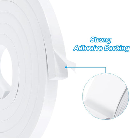 PATIKIL Weather Stripping Door Seal Strip, 3/8 Inch x 1/4 Inch x 32 Ft Self Adhesive Soundproof High Density Foam Tape Insulation for Door Window Air Conditioning, White - Colors B