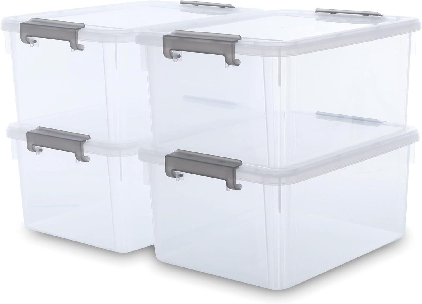 Citylife 57 QT Plastic Storage Bins with Double-Opening Lids, Storage Containers for Organizing, Large Clear Storage Box for Closet, Blankets, 2 Packs