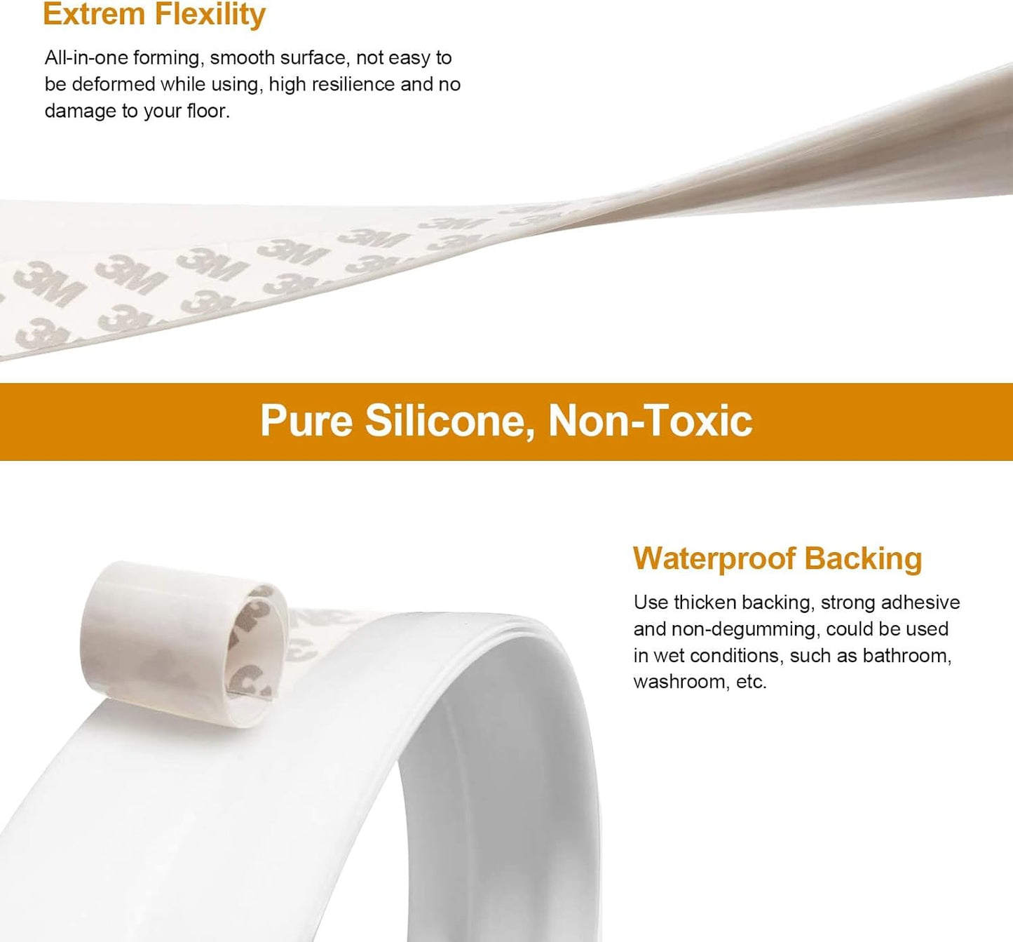 Door Draft Stopper Under Door Draft Blocker Insulator Door Sweep Weather Stripping Noise Stopper Strong Adhesive 39'' Length, White, 45, 1.77x39.37