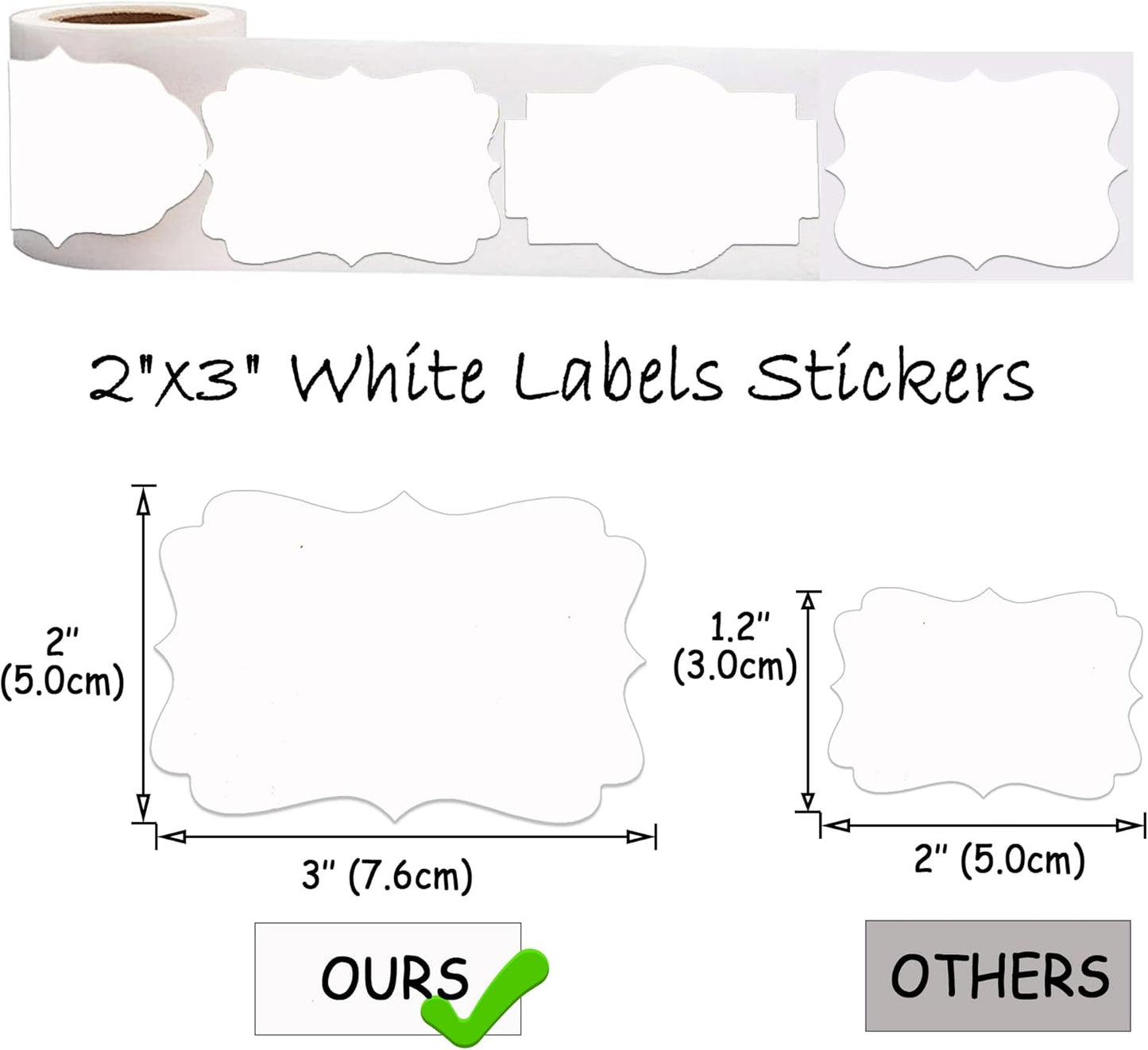 2" x 3" Kraft Label Stickers Writable Gift Labels, 200PCS Self-Adhesive Brown Labels for Essential Oil Bottle, Jars, Food Storage or Gift Decoration
