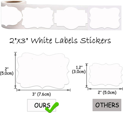 2" x 3" Kraft Label Stickers Writable Gift Labels, 200PCS Self-Adhesive Brown Labels for Essential Oil Bottle, Jars, Food Storage or Gift Decoration