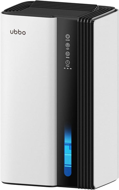 UBBO 95oz Dehumidifiers for Home, 1000 Sq.Ft Dehumidifier with Drain Hose - Auto Shut Off, Timer, Sleep Mode & Drain Hose - 7 Color Light for Bedroom, Bathroom, RV - Black Gold