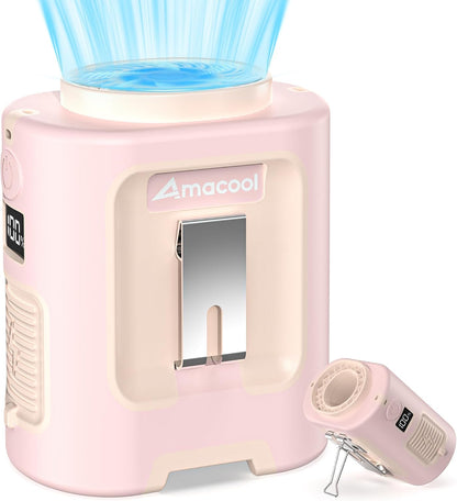 AMACOOL Portable Waist Fan Clip On, MAX 40H Work Time, 10000mAh Rechargeable Wearable Shirt Fan with Light, 16000RPM Powerful 5 Speed Belt Fans Personal Cooling Fans for Outdoor Jobsite Camping Travel