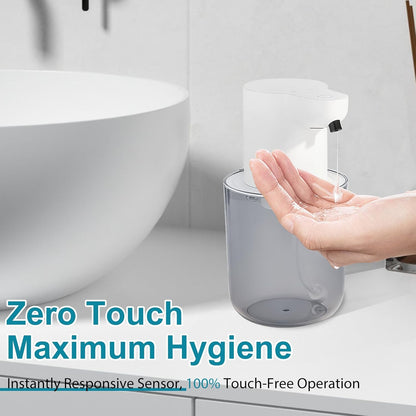 Automatic Foaming Soap Dispenser for Bathroom: 4-Level Adjustable Countertop/Wall Mount Hand Soap Dispenser, 13.5oz/400ml Type-C Rechargeable – Suitable for Kitchen, Bathroom, Office, Hotel (Black)