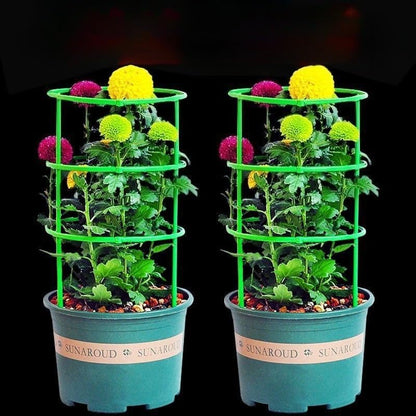 Plant Support Stakes Adjustable Plastic Ring 6 Cross Bars 2 Sets for Potted Plants Seedlings Indoor Outdoor Garden Support, 24.5*20