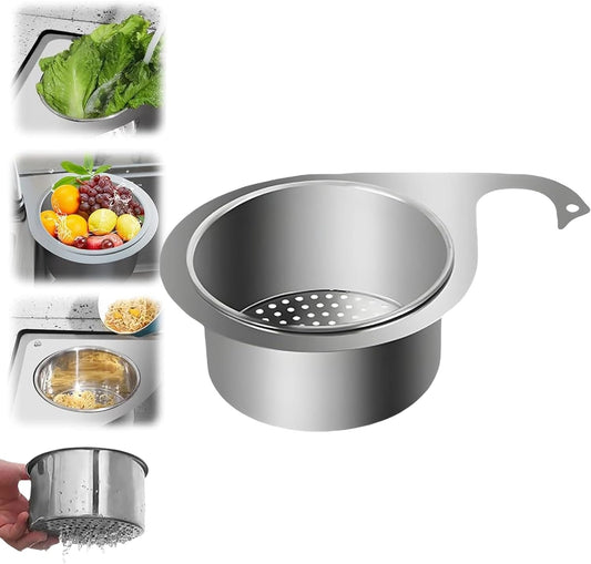 Stainless Steel Swan Sink Strainer Basket, 2025 New Multifunctional Kitchen Sink Drain Strainer Faucet Hanging Filter Basket, Corner Sink Strainer Basket for Kitchen Fruit Vegetable (1 Pack)