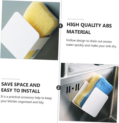 Unomor 2pcs Self Draining Sponge Holder Wall-mounted Dishcloth Rack Cleaning Cloth Storage Rack for Kitchen