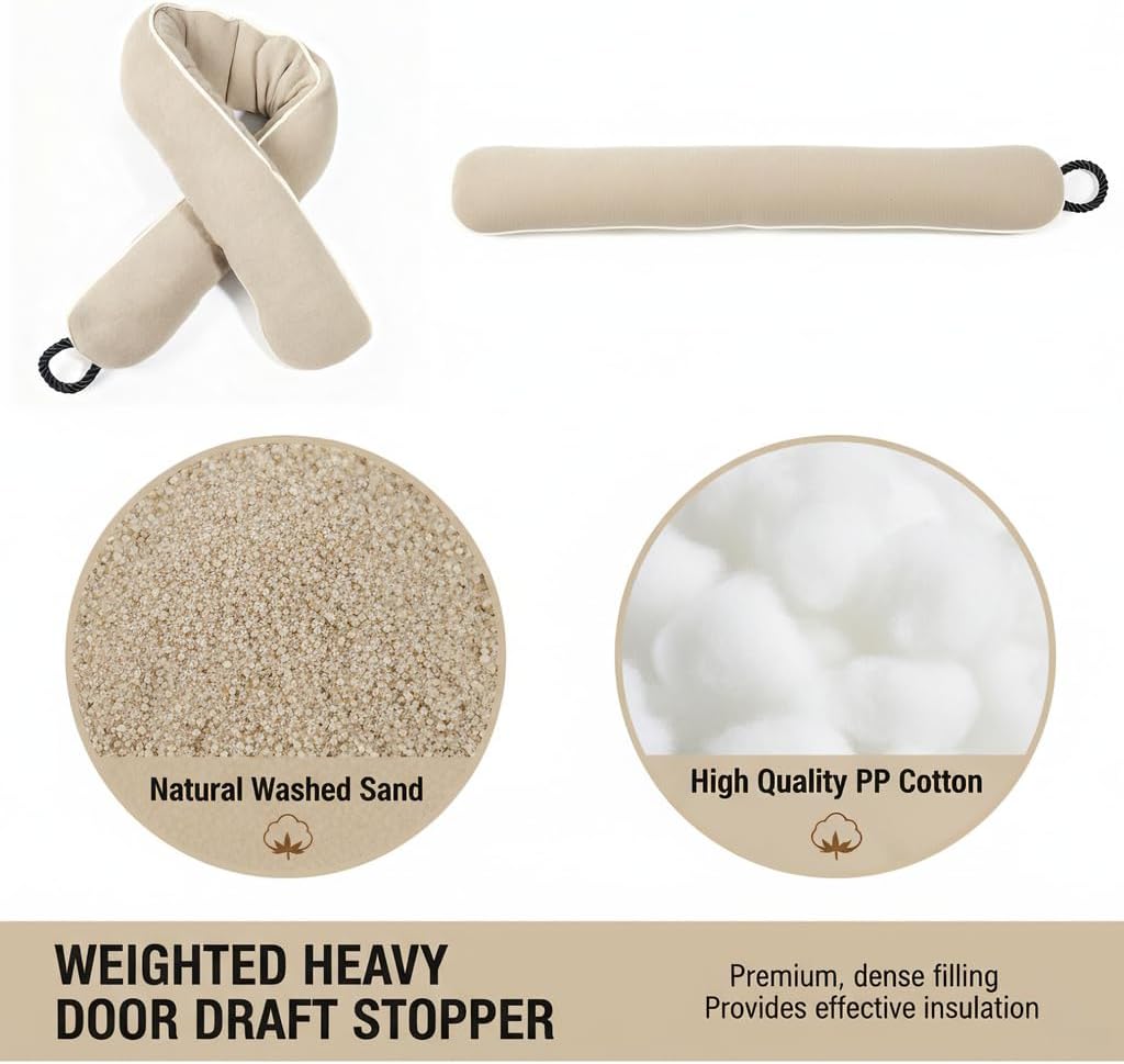 VelTherm Door Draft Stopper - 36" Under Door Gap Filler & Door Sweep for Bottom of Door - All-Season Heavy Duty Draft Stopper for Bottom of Door to Block Hot/Cold Air, Noise, Dust & Light