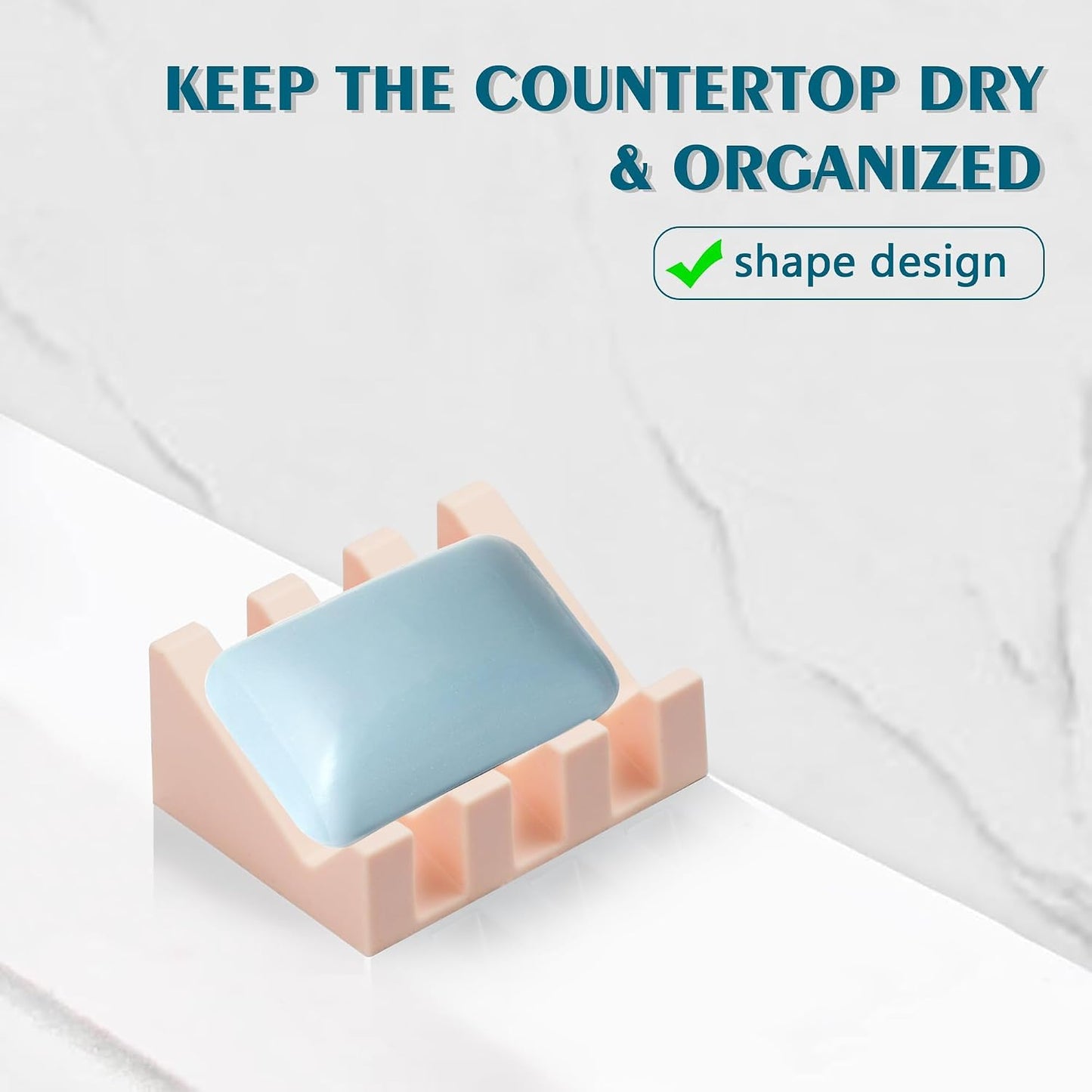 Self Draining Soap Dish Holder,Silicone Soap Dish,for Bathroom,Kitchen, Sponges，Can Extend Soap Life，Keep Soap Bars Dry and Easy Cleaning (White,1-Pack) - Colors B