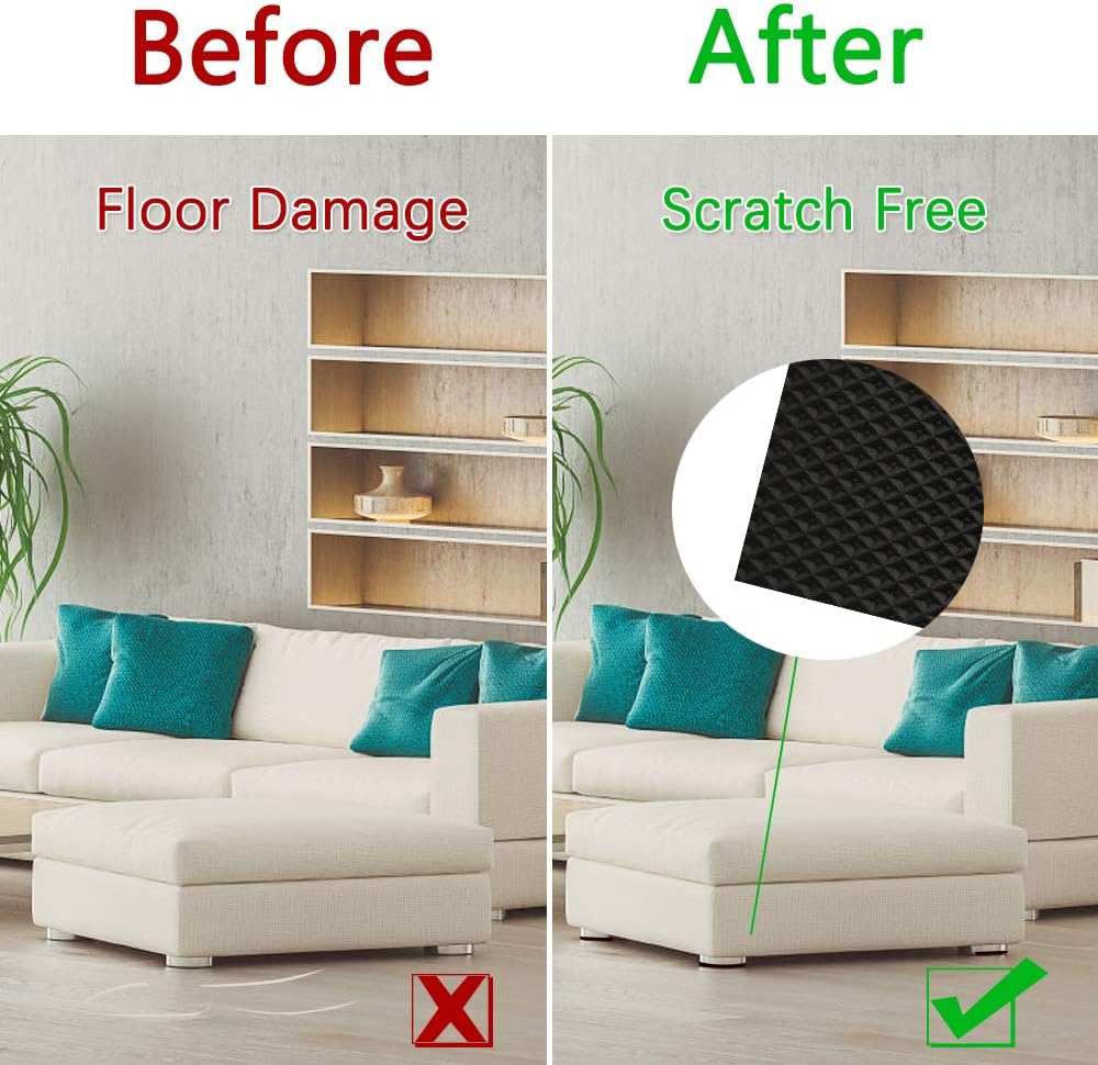 Yelanon Non Slip Furniture Pads -12pcs 4" Furniture Grippers Hardwood Floors, Non Skid for Furniture Legs,Self Adhesive Rubber Feet, Anti Slide Furniture Floors Protectors for Keep Couch Stoppers