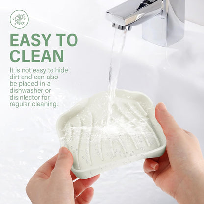 Silicone Soap Dish with Drain, SAISN Kitchen Soap Tray for Shower 2 Pack Self Draining Soap Dish Soft Bathroom Soap Holder for Kitchen Sink Flexible Portable Soap Saver, White