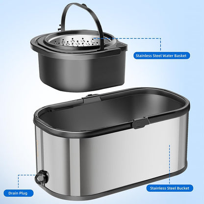 Spin Mop and Bucket with Wringer Set for Home,360° Mop and Bucket with Separate Clean and Dirty Water,Wet Dust Mop for Floor Cleaning with Extra Refills (Silver with 6 Pads)