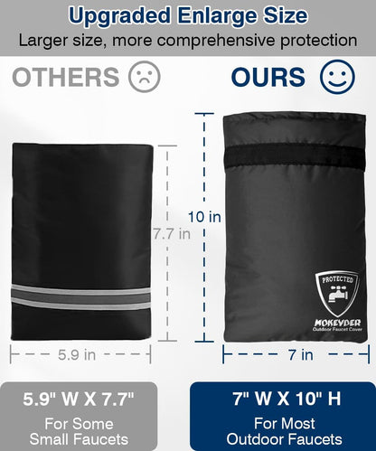 Enlarge Outdoor Faucet Cover for Winter Freeze Protection, 13” W x 25" H Hose Bib Covers Socks for Garden Lawn Faucets & Yard Hydrant, Reusable Long Insulated Spigot Cover, Black, 1 Pack