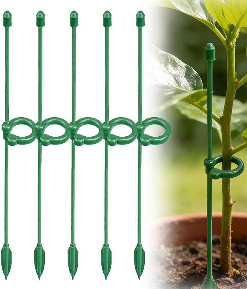 Adjustable Plant Support Stakes with Clips for Tomato and Flower | Garden Plant Support Sticks 10.6/14.6in, Monstera Plant Support, Plant Holder for Indoor Outdoor Plants Vegetable