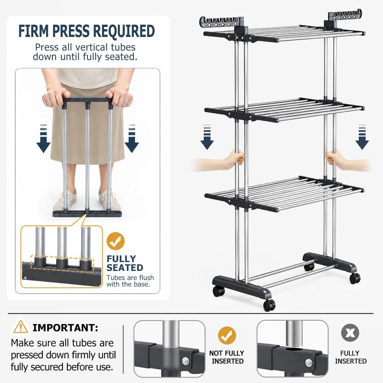 PurKeep 𝐔𝐩𝐠𝐫𝐚𝐝𝐞 Clothes Drying Rack with Wheels, 4 Tier Folding Drying Rack, Heavy Duty Laundry Drying Rack with Expandable Side Wings, Indoor Outdoor Clothes Air Drying Rack for Large Family