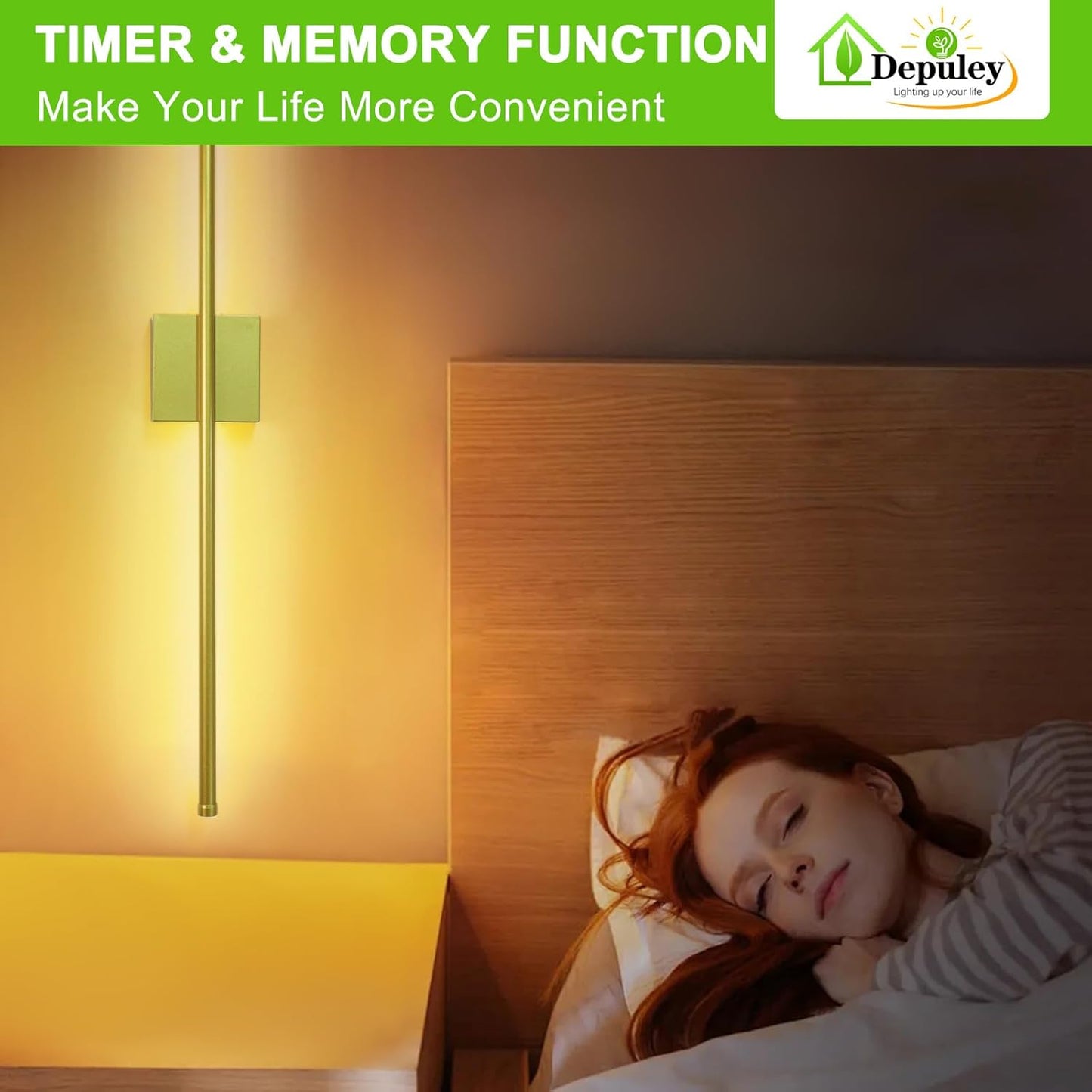 Depuley Battery Operated Wall Sconce: Set of 2 Wireless Wall Lights with 10000mAh Dimmable Bulbs and Remote for Bedroom - Rechargeable 15 Colors Gold Wall Lamp for Living Room Hallway