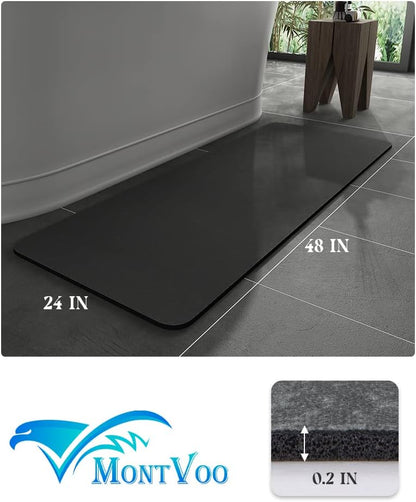MontVoo -Bath Mat-Rubber Backing Non SlipThin Bathroom Rugs Fit Under Door- Quick Dry Absorbent Faux Suede Surface Grey Bathroom Floor Mats-Shower Rug for in Front of Bathtub Shower Gray 16x24