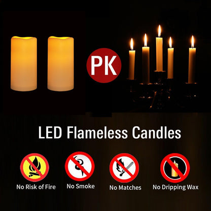 Flameless Flickering Battery Operated Candles D2.2''*H4 5" 6" 7" 8" 9" Set of 9 Ivory Real Wax Pillar LED Candles with 10-Key Remote and Cycling 24 Hours Timer (Ivory)