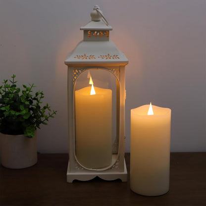 TECHLONG Flameless Candles with Remote Timer, 3D Moving Flickering Flame Battery Operated Candles Lasting 1000+ Hours, 3" x 5" Ivory Real Wax Electric LED Pillar Candles, Set of 2