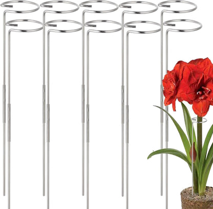 30 Inch Or 16 InchPlant Stakes for Flowers - 5 Pack (DIY), Stainless Steel Garden Tall Single Stem Support Stake Plant Cage Support Rings with Adjustable Height Fit Flowers, Plant Stable
