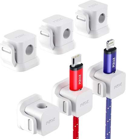 PZOZ 6 Pack Cable Clips, Adhesive Cable Management Clips for Desk & Desk Edge, No-Slip Cord Holders for Charging Cables, No Drill Wire Organizer for Home Office (Black)