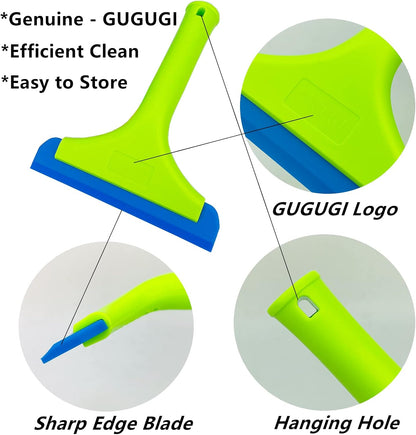 Super Flexible Silicone Squeegee, Auto Water Blade, Water Wiper, Shower Squeegee, 5.9'' Blade and 7.5'' Long Handle, for Car Windshield, Window, Mirror, Glass Door