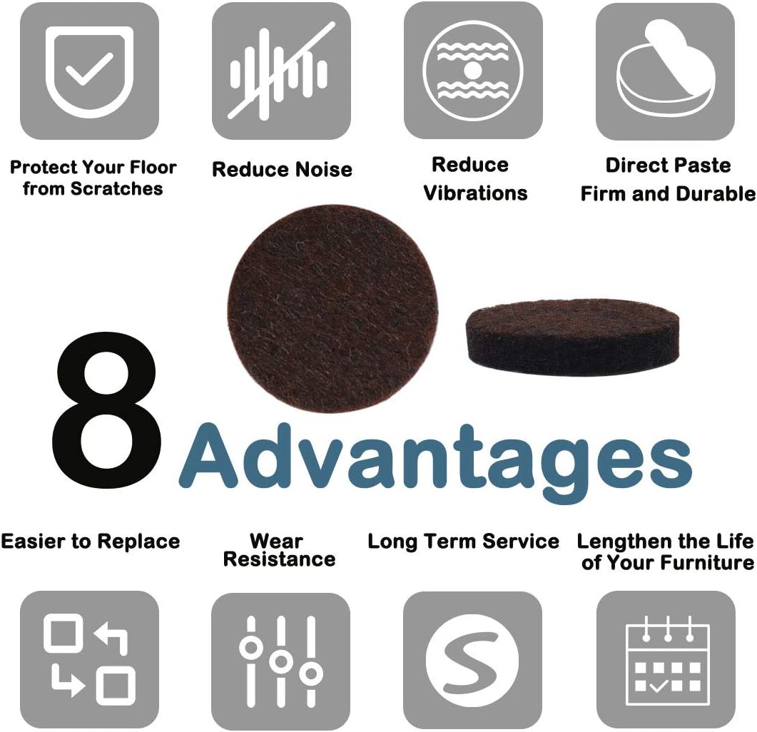 uxcell 40pcs Furniture Pads Round 1 1/4" Dia Self-stick Non-slip Anti-scratch Felt Pads Floors Protector Dark Brown