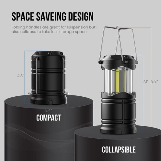 Lichamp LED Camping Lantern, 4 Pack Battery Powered Flashlight for Power Outages, Portable Collapsible Hanging Light Essential for Home, Outdoor, Emergency Lamp Survival Kit Gear for Hurricane, Gray