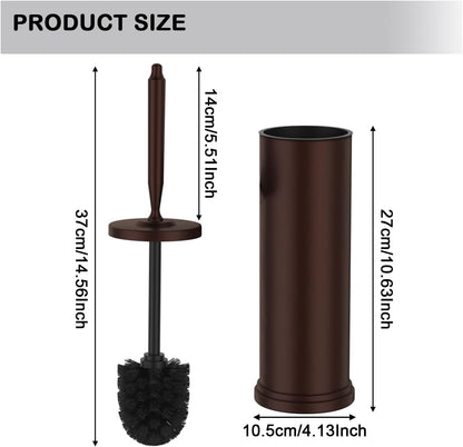 Stainless Steel Toilet Brush and Holder Set : Weighted Stable Base, Removable Inner Tube.Long Handle Toilet Bowl Brush Splash-Proof Design for Deep Cleaning & Space-Saving Storage,Nickel