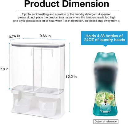 Conworld Laundry Detergent Dispenser, Wall Mounted Laundry Beads Dispenser for Scent Booster Beads, Stain Remover Powder, Bath Salts, Rice, Beans Grain and Dry Food, Laundry Scent Booster Container
