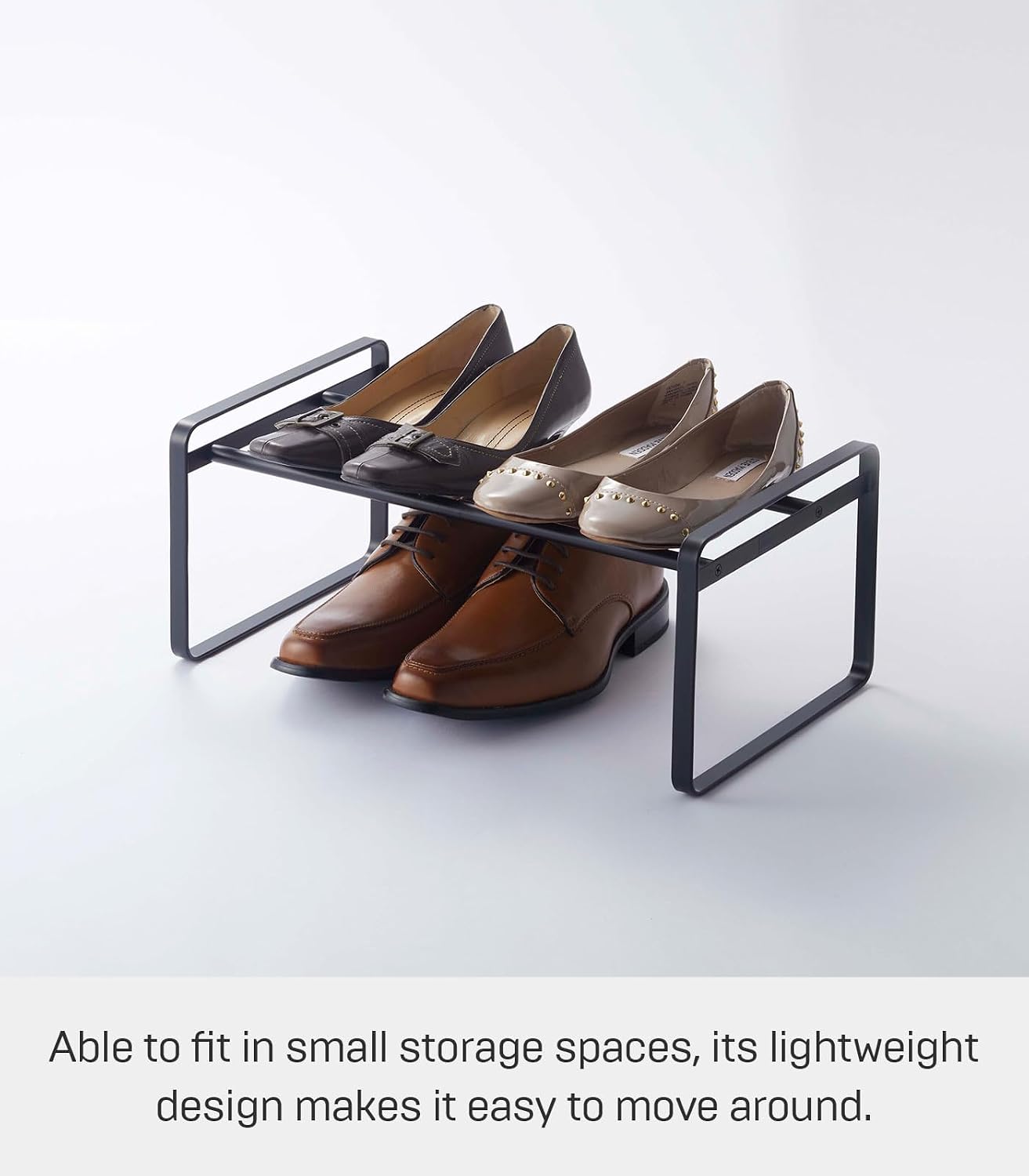YAMAZAKI Home Frame Adjustable Shoe Rack - Spacesaving Storage Solution, 7" - Steel - Holds Up to 4 Pairs of Shoes Per Shelf