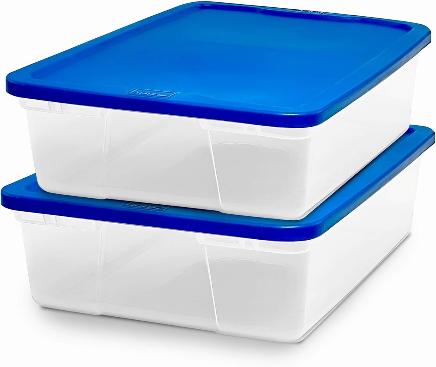 HOMZ 2-Pack Snaplock, Small Clear Plastic Storage Organizer Bins w/ Lids, 28 Quart, Gray - Stackable Container Boxes for Bedroom, Bathroom, Garage, and Office Organization