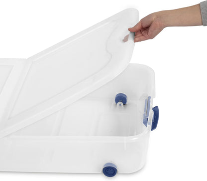 66 Quarts of Transparent Plastic Storage Box, with A Lockable Lid, Large Capacity Storage Box, Stackable and Durable, Suitable for Bedrooms, Garages, Tool Rooms, and Office Organization