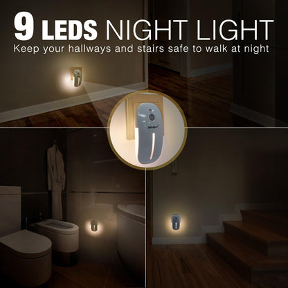 Sensky Plug-in LED Backlit Night Light with Motion Sensor, Dusk to Dawn Sensor, Auto On/Off Nightlight for Kids and Adults, Bedroom, Bathroom, Hallway, Warm White